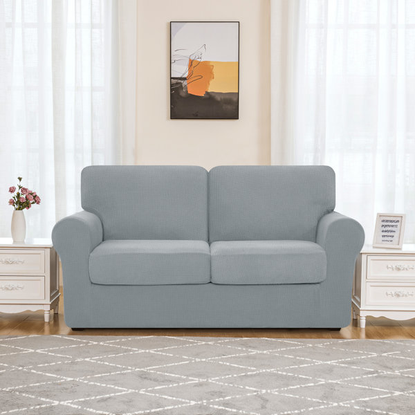 Ebern Designs 2 Seater Stretch Separate Box Cushion Loveseat Slipcover